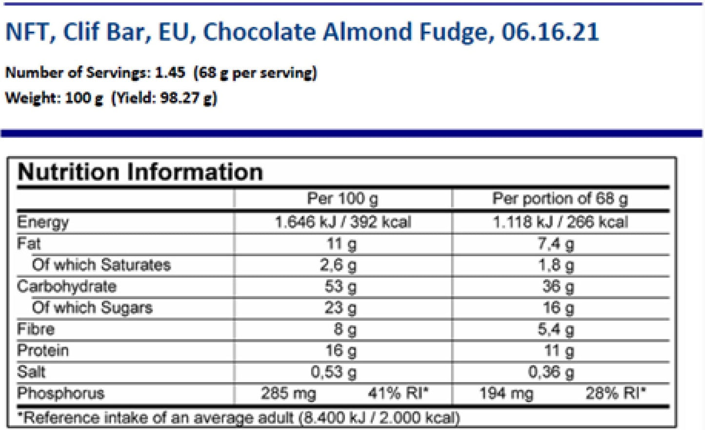 Clif Bar Energy Bar | CHOCOLATE ALMOND FUDGE (12 pcs)