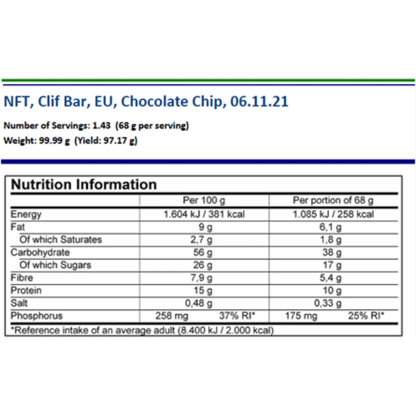 Clif Bar Energy Bar | Chocolate Chip (12 pcs)