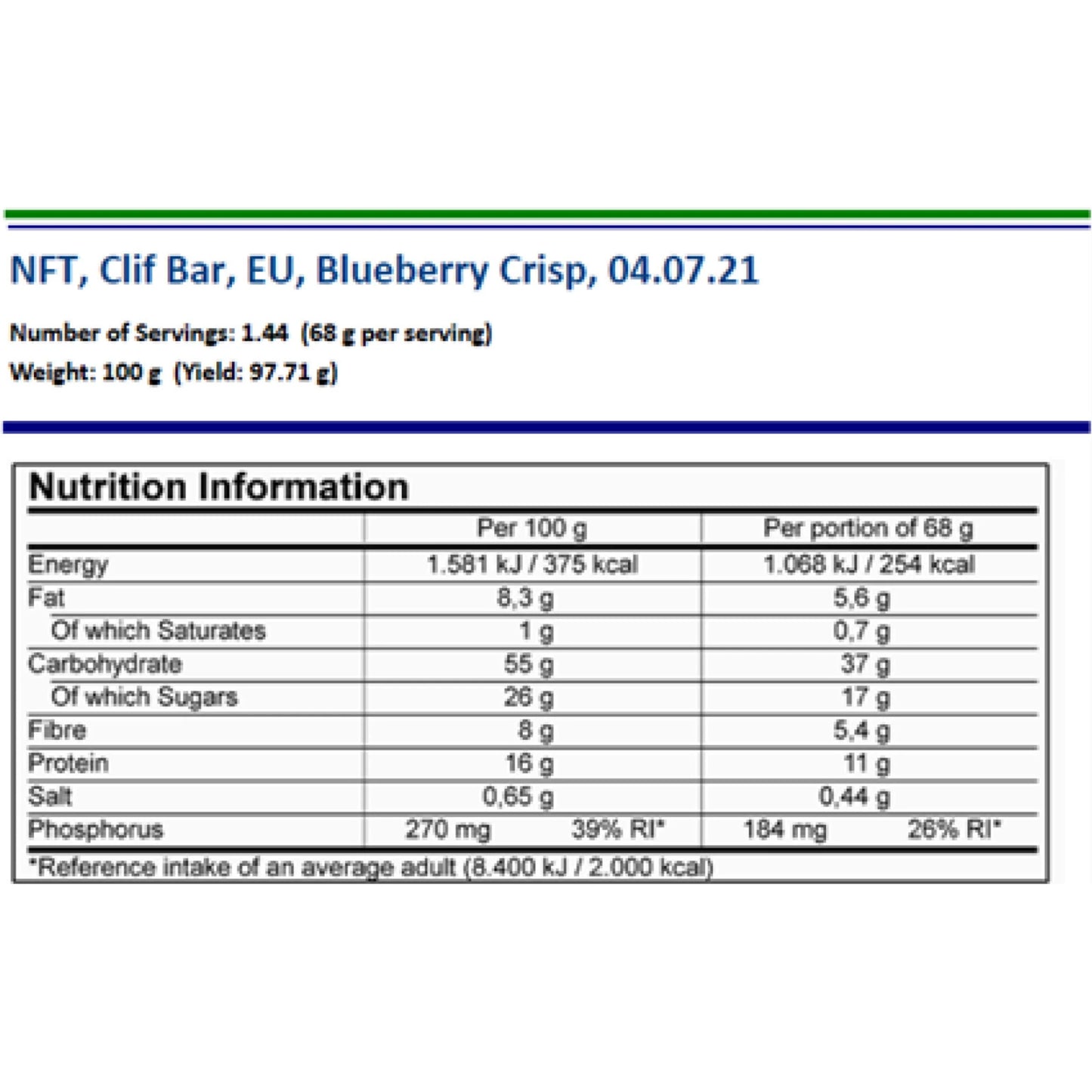 Clif Bar Energy Bar | Blueberry Almond Crisp