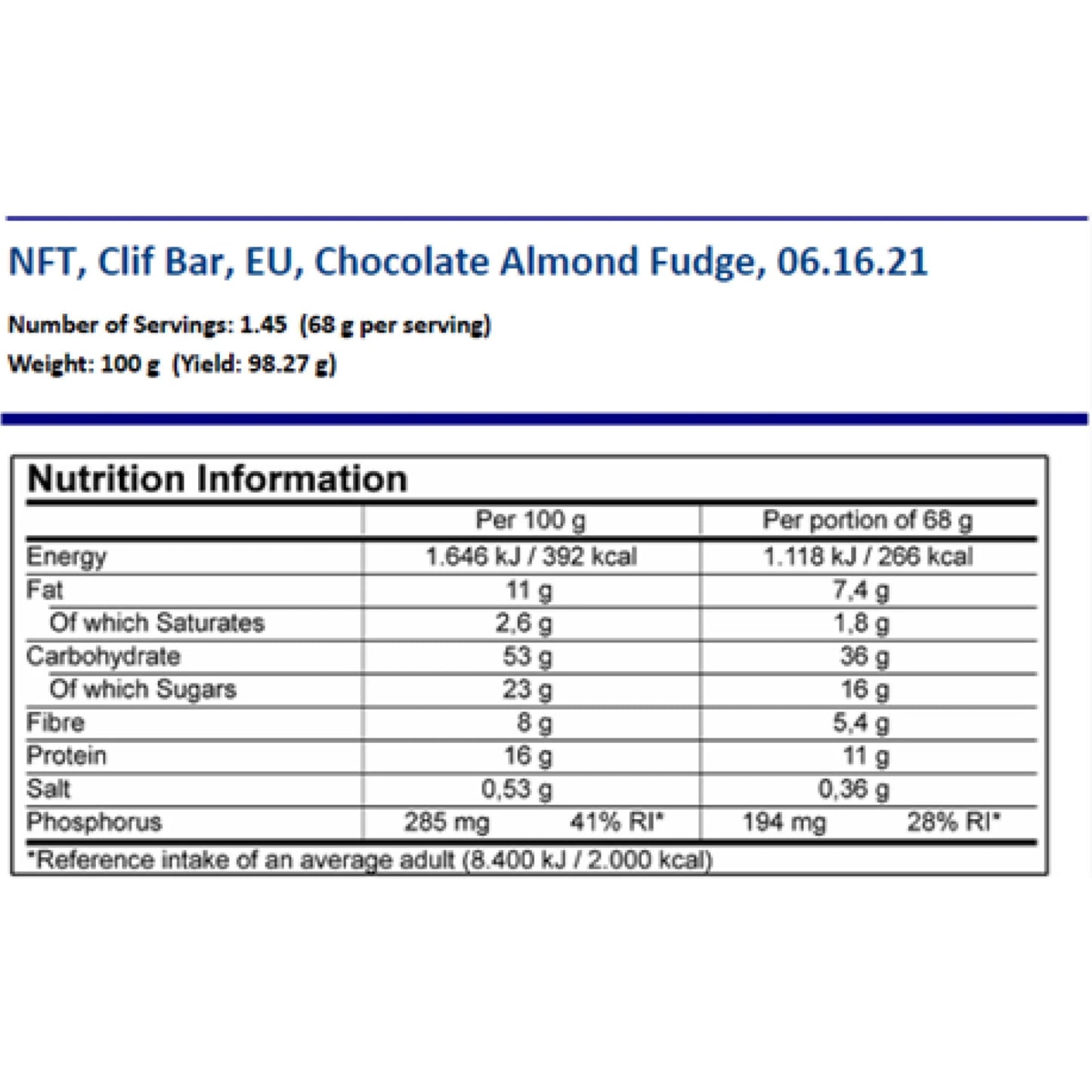 Clif Bar Energy Bar | Chocolate Almond Fudge