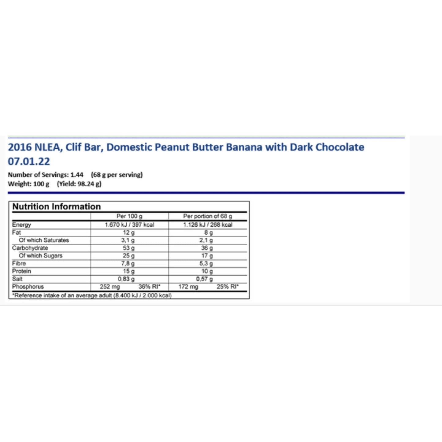 Clif Bar Energy Bar | Peanut Butter Banana with Dark Chocolate